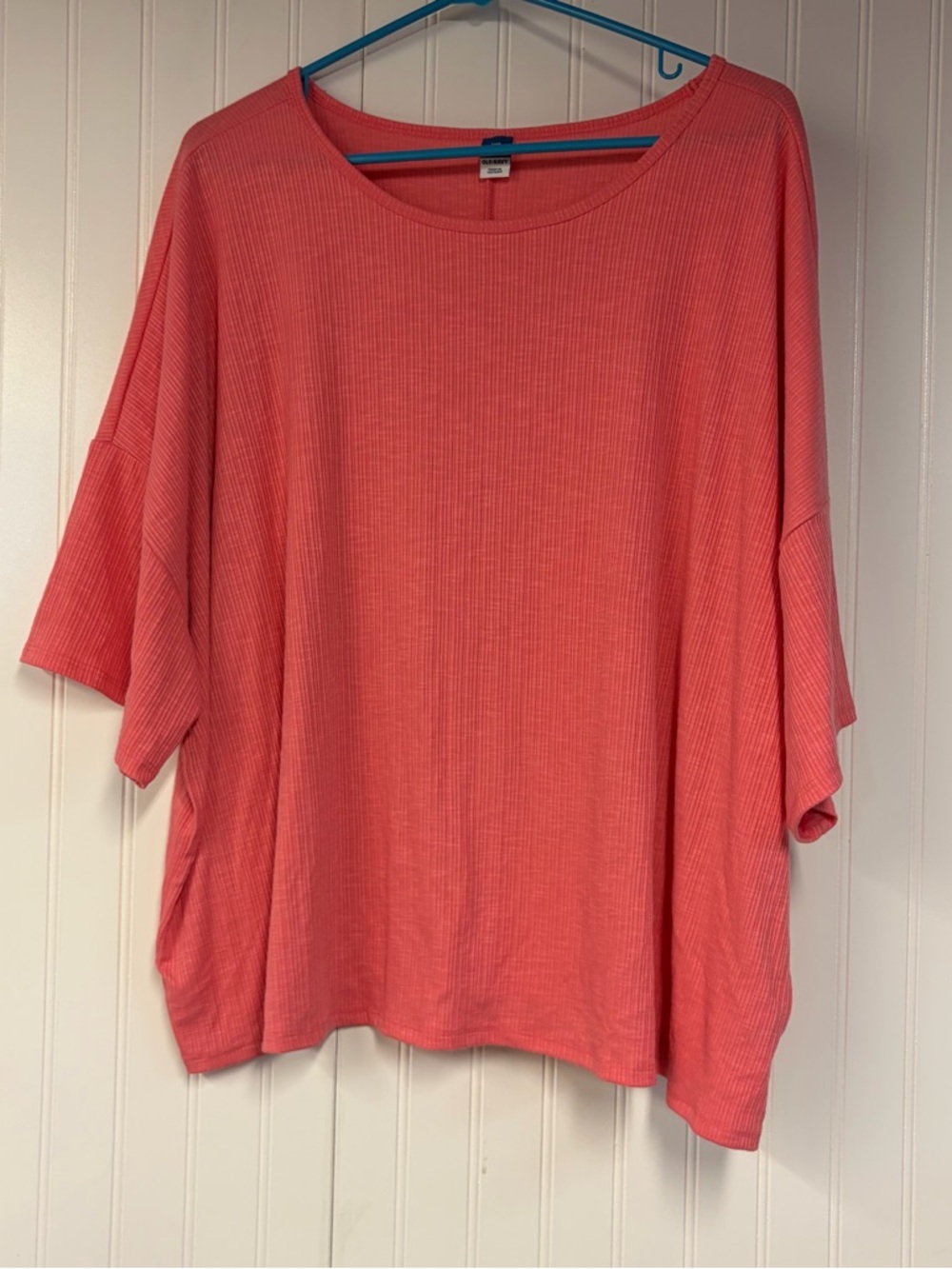 Old Navy Women's Coral Ribbed Short-Sleeve Top - XXL